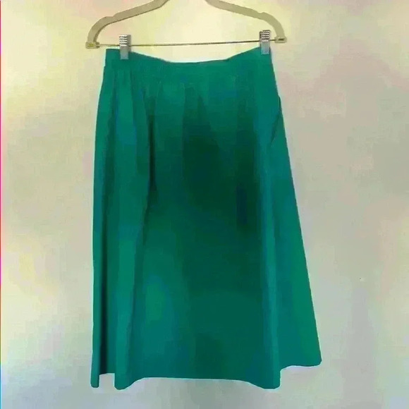 Vintage Green Pleated A-Line Skirt - Picture 3 of 5
